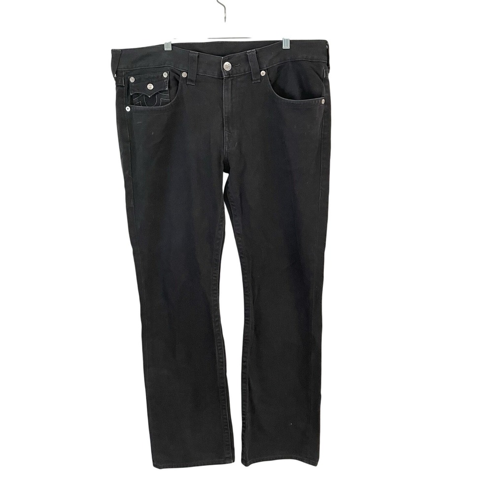 True Religion Ricky Jeans Men's 38- 40x34 Black Denim Relaxed Straight Leg